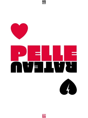 Affiche "pelle ou râteau". Noir et rouge sur fond blanc.